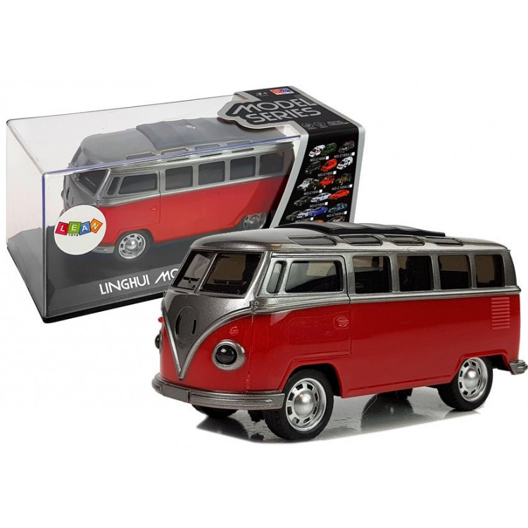 Autobus na naťahovanie so svetlom a zvukom - červený